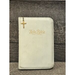 Holy Bible Illustrated Red‎ Letter White Imitation Leather KJV SOLD